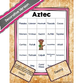 aztec bingo|Aztec Bingo by The Colorado Classroom .